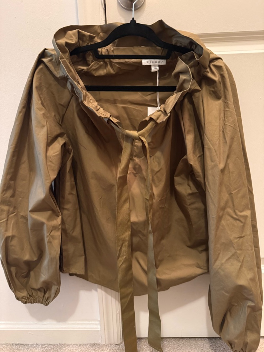 Women's Olive Ruffle Blouse - Picture 3 of 7
